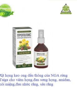 Xịt họng keo ong dầu thông của NGA rừng Taiga cho viêm họng,đau sưng họng, amidan, hôi miệng,đau nhức răng, sâu răng