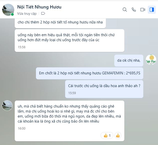 Review noi tiet to nhung huou cai GEMAFEMIN cua NGA